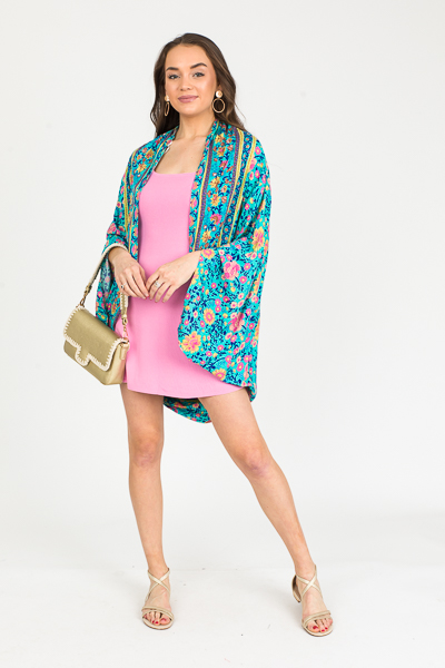 Mystify Floral Cocoon Kimono, Mint