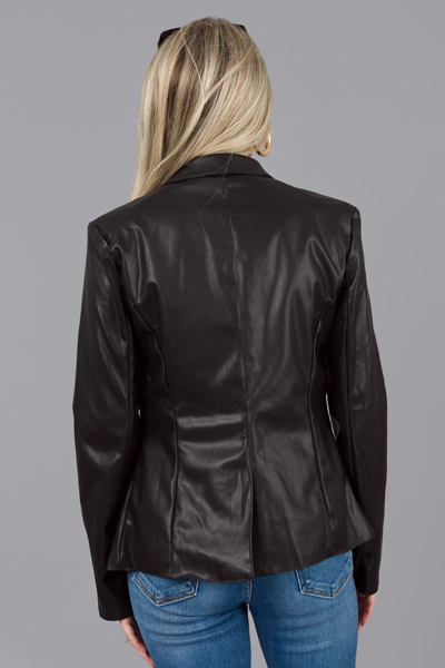 Iconic Leather Blazer, Black