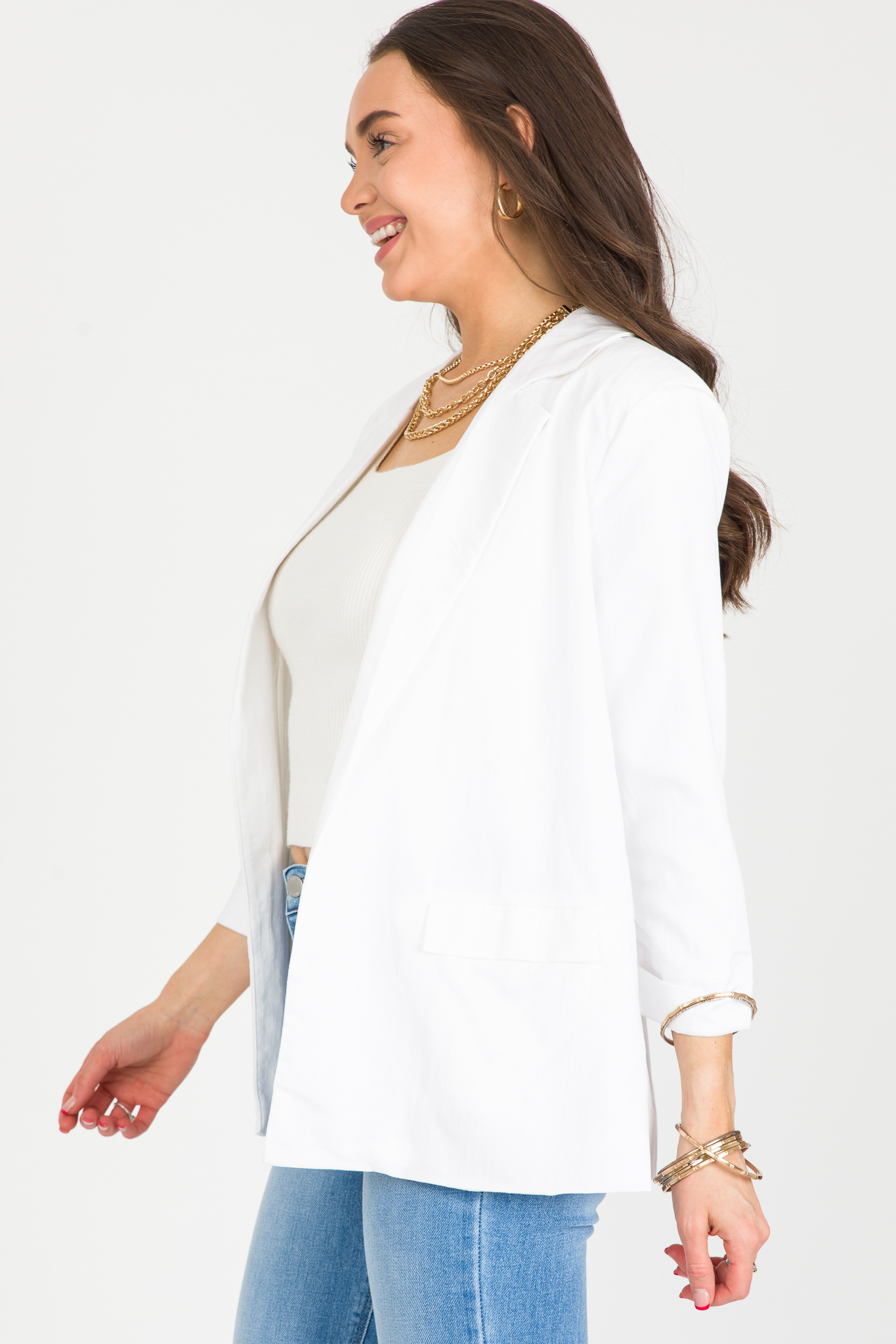 Cora Blazer Short Set, Ivory