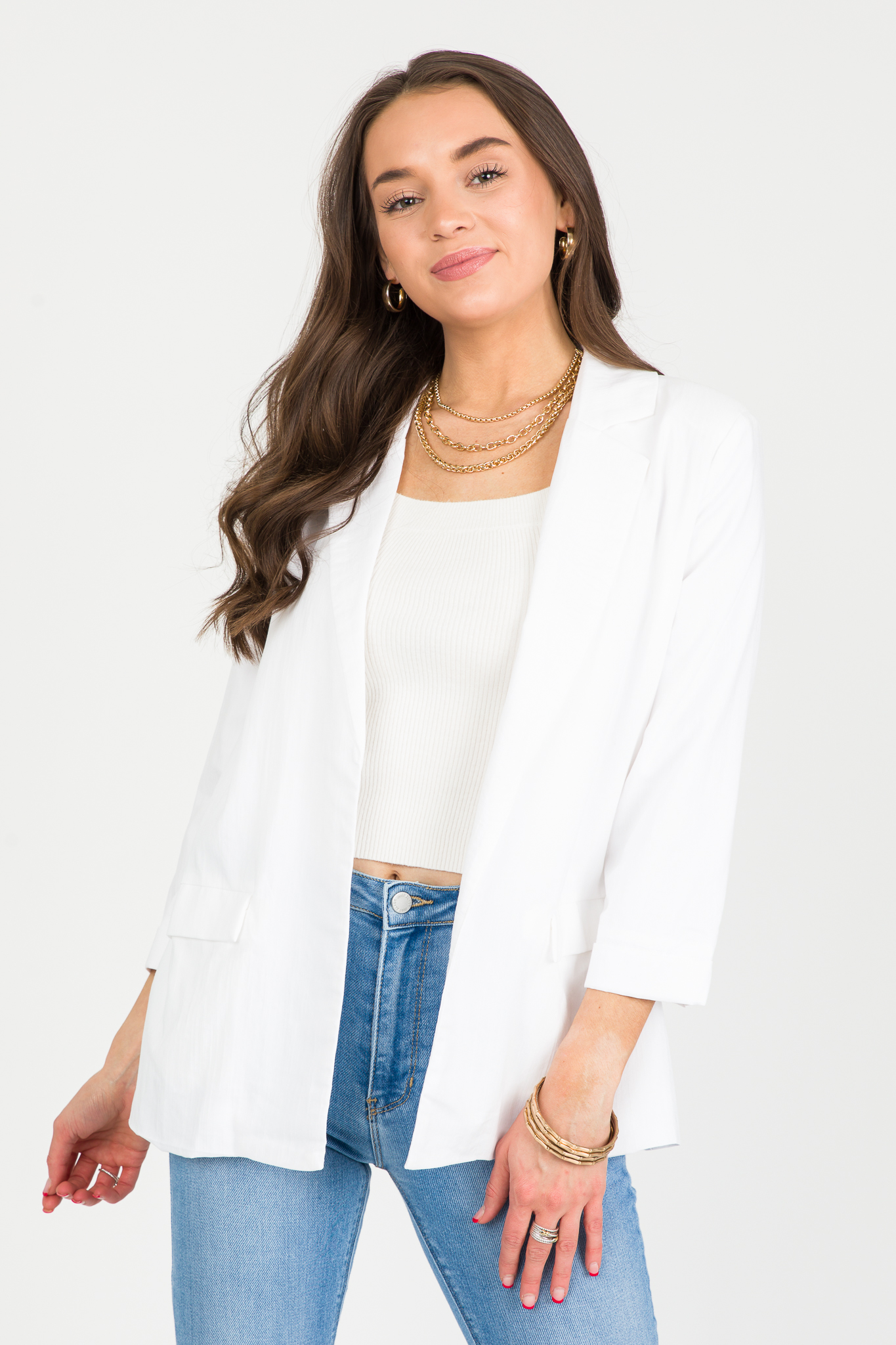 Cora Blazer Short Set, Ivory