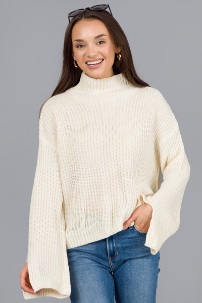 Piper Crop Sweater, Ivory