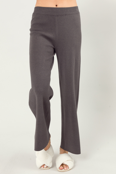 Sweater Side Slit Pants, Charcoal