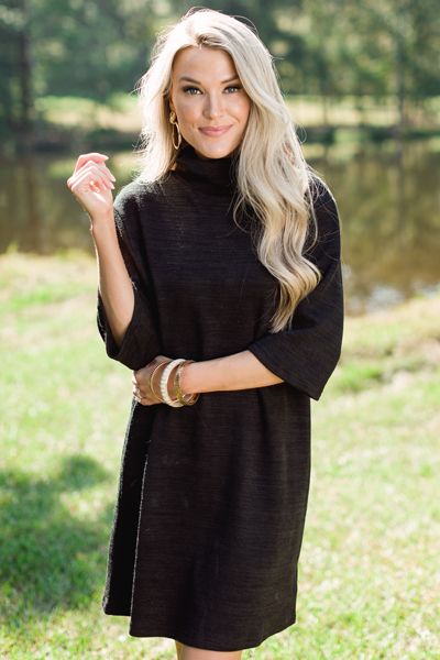 Autumn Air Knit Dress, Black