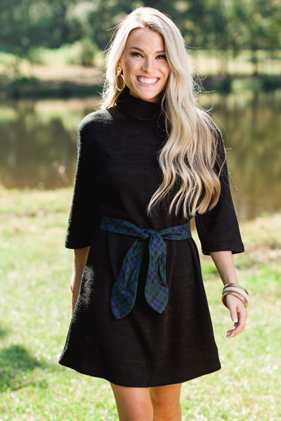 Autumn Air Knit Dress, Black