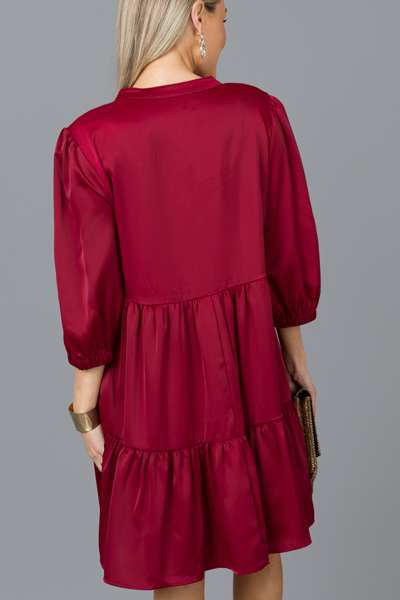 Tiered Cocktail Dress, Burgundy