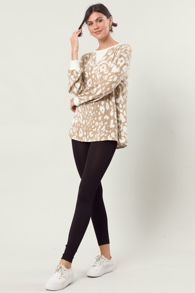Lazy Leopard Pullover, Camel