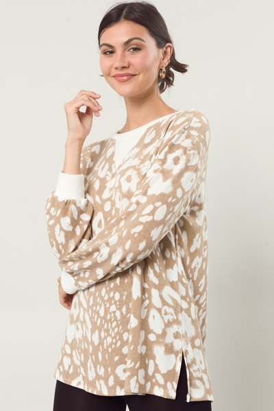 Lazy Leopard Pullover, Camel