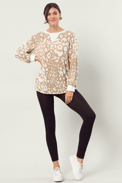 Lazy Leopard Pullover, Camel