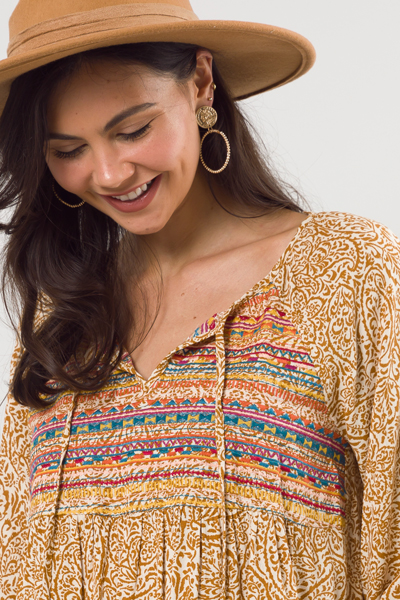 Embroidered Paisley Top, Marigold