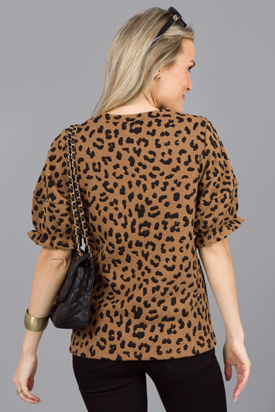 Cheetah Texture Knit Top, Tan