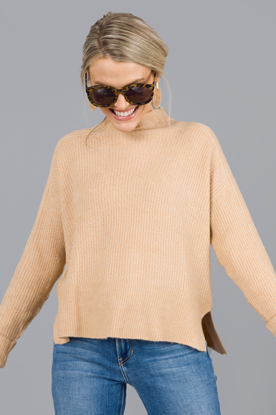 Mockery Solid Sweater, Camel