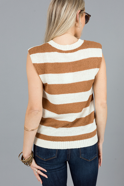 Stripes Sweater Tank, Light Brown
