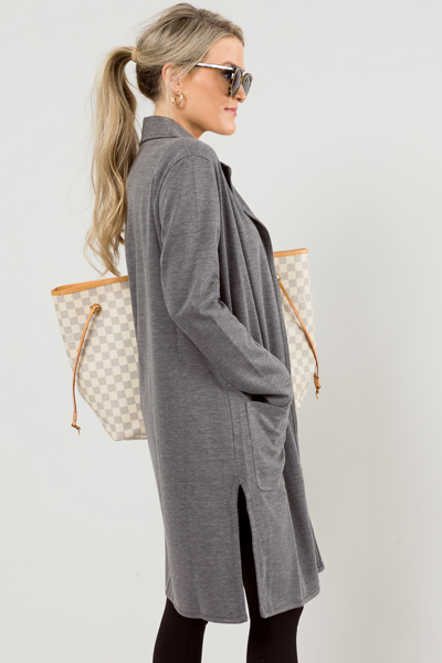 Dana Collared Duster, Dark Grey