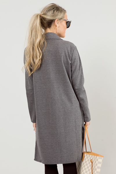 Dana Collared Duster, Dark Grey