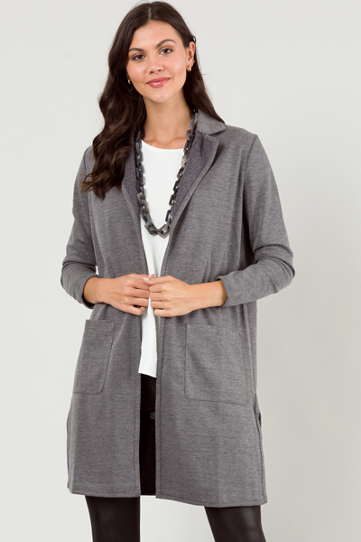 Dana Collared Duster, Dark Grey