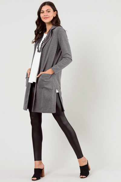 Dana Collared Duster, Dark Grey