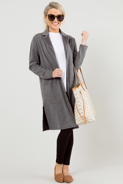 Dana Collared Duster, Dark Grey