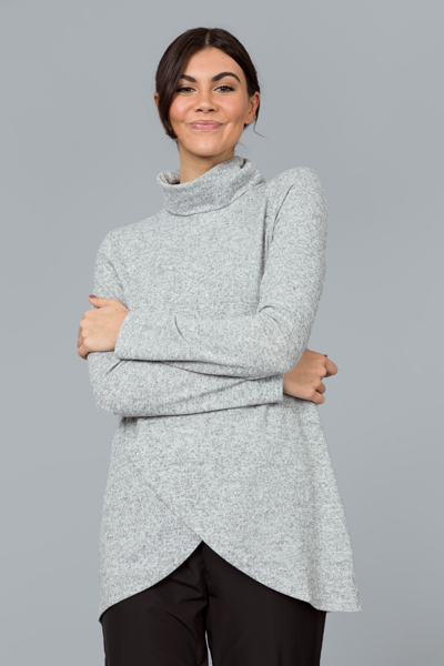 Wrap Front Turtleneck, Lt. Grey