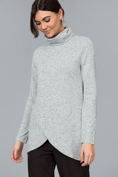 Wrap Front Turtleneck, Lt. Grey