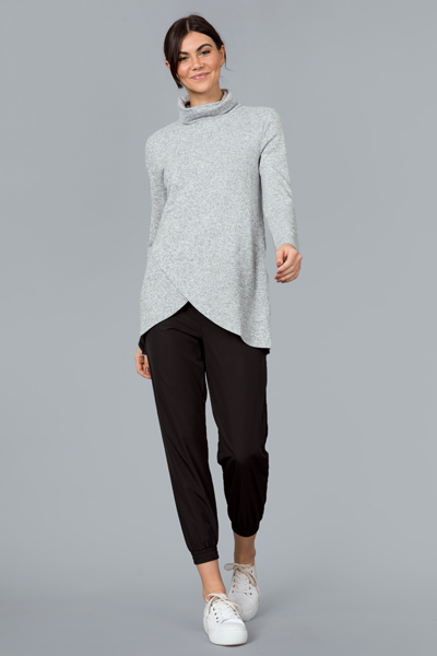 Wrap Front Turtleneck, Lt. Grey