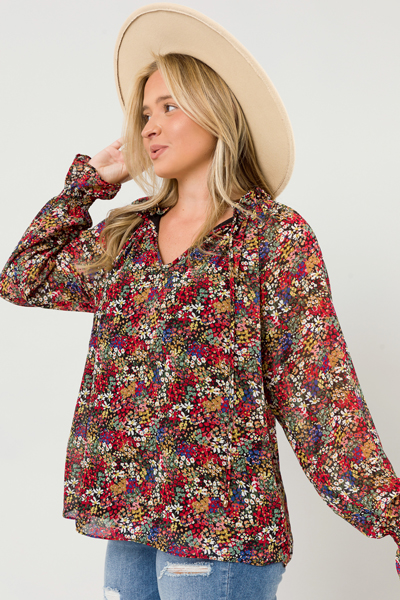 Floral Madness Blouse, Black