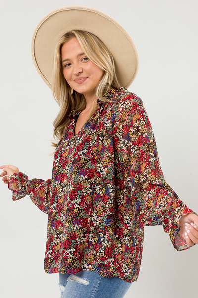 Floral Madness Blouse, Black
