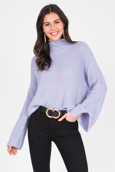 Piper Crop Sweater, Blue