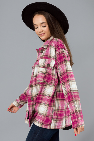 Megan Plaid Shacket, Magenta