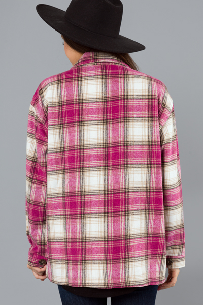 Megan Plaid Shacket, Magenta