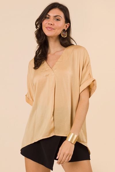 Amaze Me Silky Blouse, Taupe