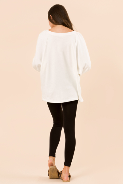 Contrast Sweatshirt Tunic, White