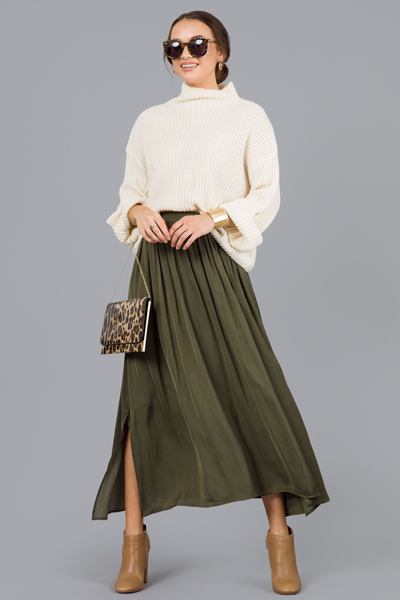 A-Line Maxi Skirt, Olive