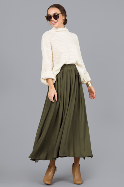 A-Line Maxi Skirt, Olive