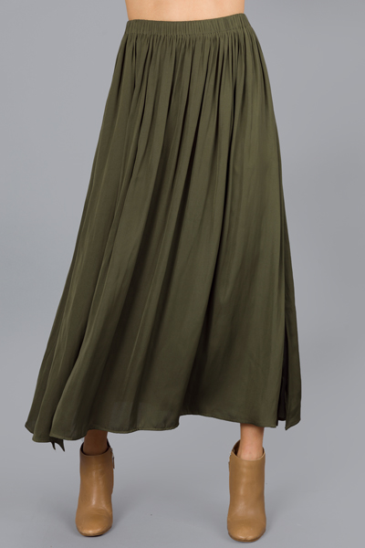 A-Line Maxi Skirt, Olive