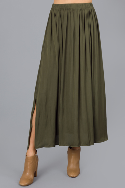 A-Line Maxi Skirt, Olive