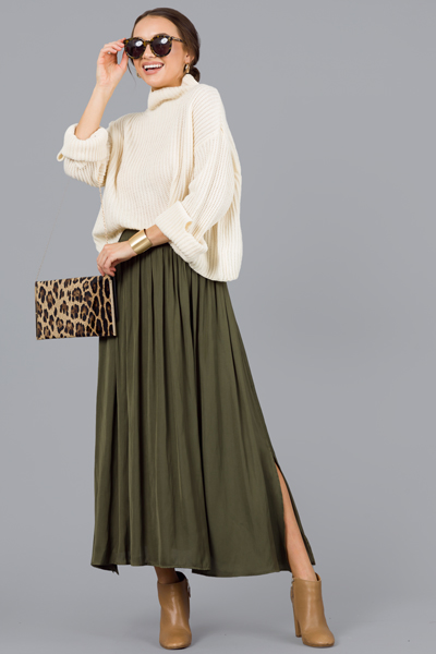 A-Line Maxi Skirt, Olive