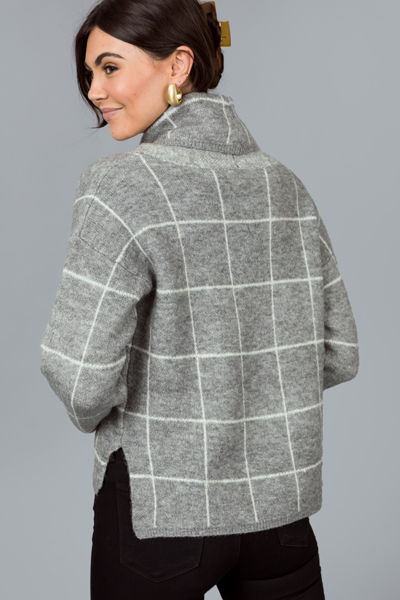 Grid Sweater, H. Grey/White