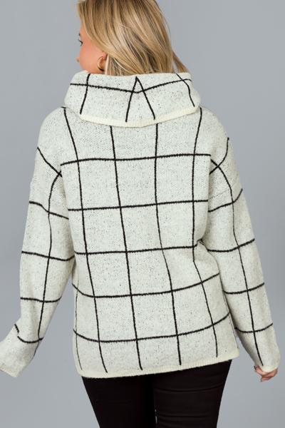 Grid Sweater, Ivory/Black