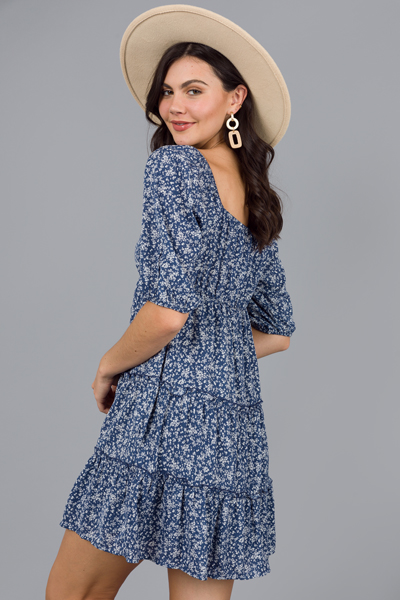 Bella Floral Tier Dress, Blue