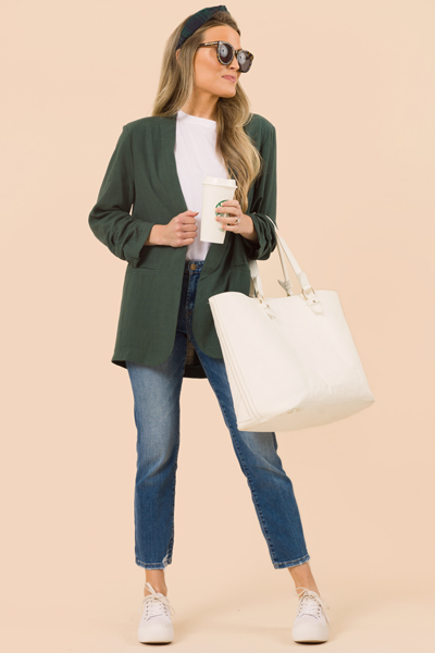 All Natural Linen Blazer, Hunter Green