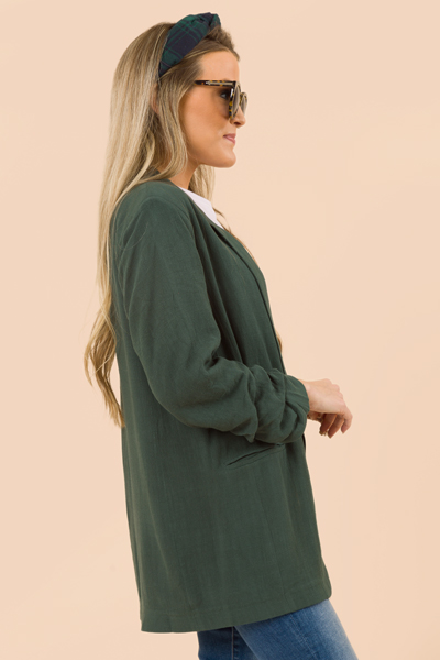 All Natural Linen Blazer, Hunter Green