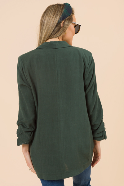 All Natural Linen Blazer, Hunter Green