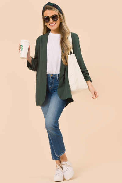 All Natural Linen Blazer, Hunter Green