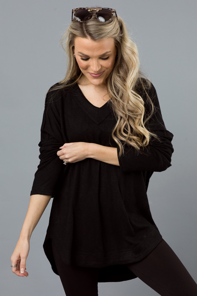 Raya Scooped Tunic, Black