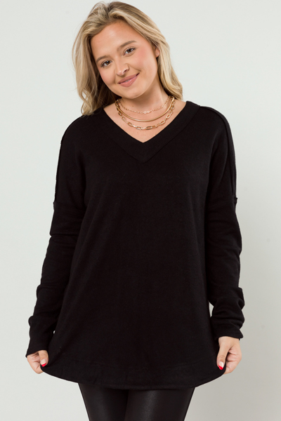 Raya Scooped Tunic, Black