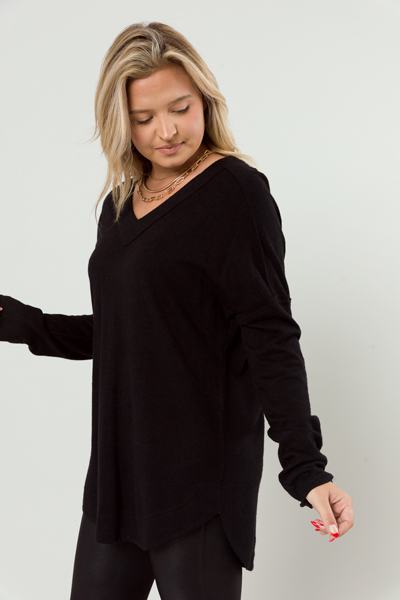 Raya Scooped Tunic, Black