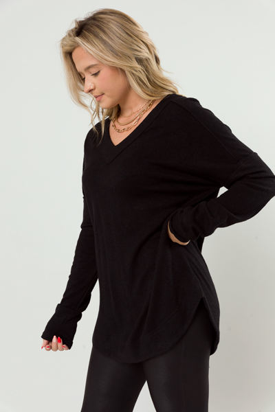 Raya Scooped Tunic, Black