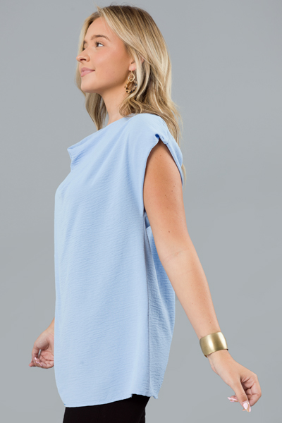On The Cowl Blouse, Sky Blue