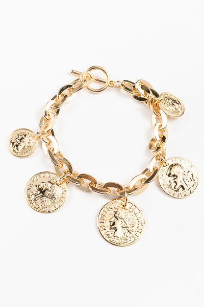 Coin & Chain Bracelet, Gold