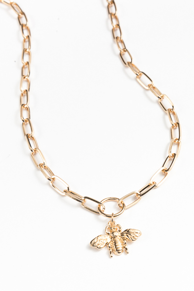 Bee & Chain Necklace, Gold